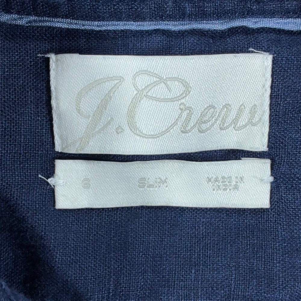 J.Crew Baird McNutt Irish Linen Shirt Womens Small Slim Navy Blue Long Sleeve - Picture 8 of 12